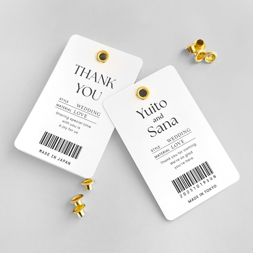 サンキュータグ10枚 洋服タグ風 名入れOK プチギフト [デザインA] 席次