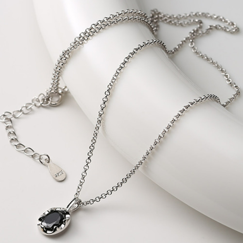 925silver925 ブラック オニキス ビーズシルバーネックレス925 黒瑪瑙