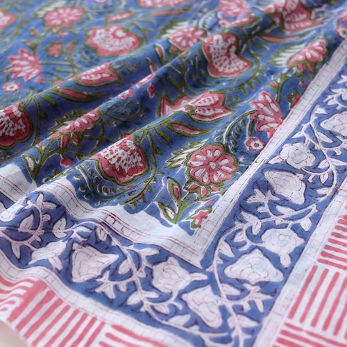 1点限り】木版染め ブロックプリント コットンストール フリークロス