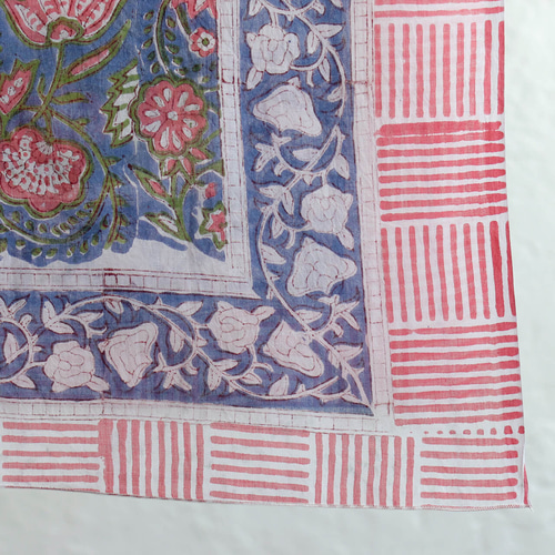 1点限り】木版染め ブロックプリント コットンストール フリークロス