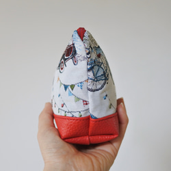 [売約済]フランス生地赤いジャガード織ポーチ、パリの風景 3枚目の画像