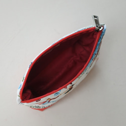 [売約済]フランス生地赤いジャガード織ポーチ、パリの風景 6枚目の画像