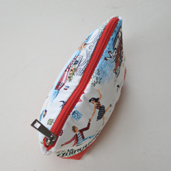 [売約済]フランス生地赤いジャガード織ポーチ、パリの風景 5枚目の画像