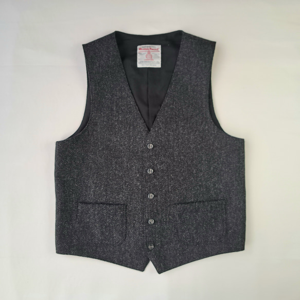 ハリスツイード ダークチャコール ヘリンボーン柄 ベスト Harris Tweed