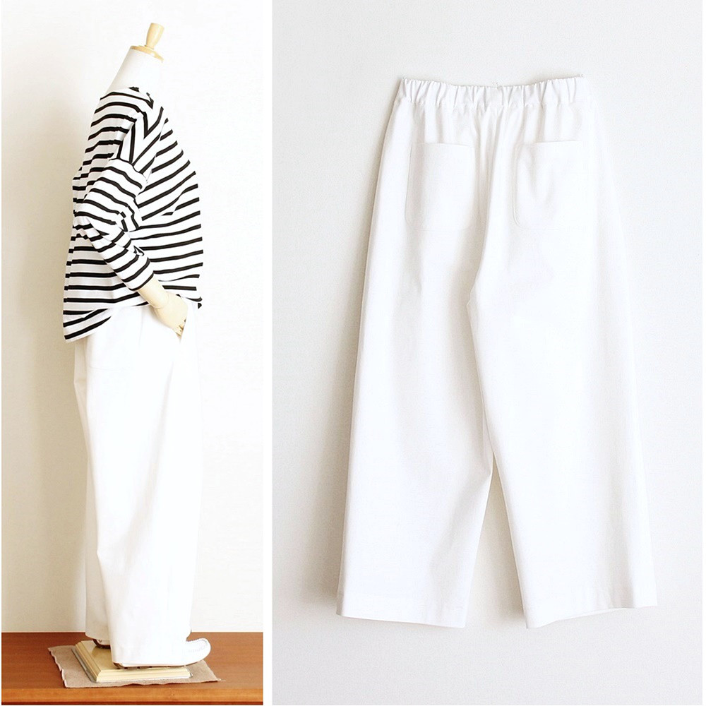 c_o_c_o_r_o　バルーンパンツ・ワイドシルエット（白ストレッチ）