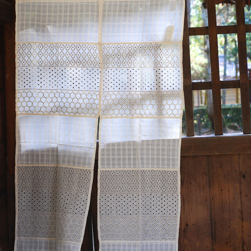 のれん☆インド綿☆パッチワーク☆レース「パッチワークのれんIV85