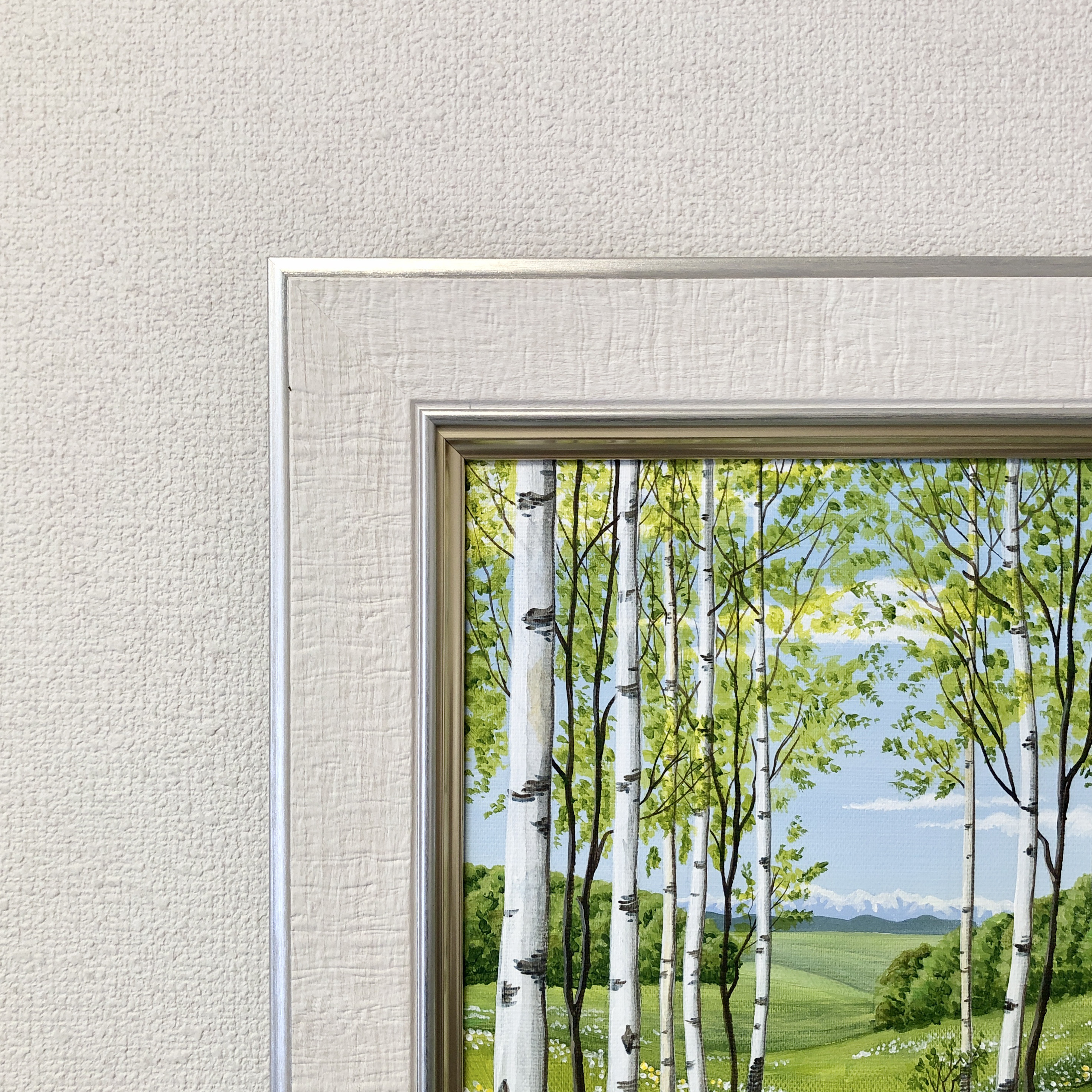 最高級のスーパー 野花の咲くフィールド03」アクリル画 F4 キャンバス 原画 額縁付 絵画