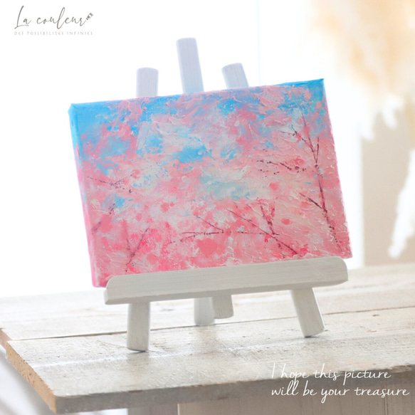 【受注制作】【原画】桜2025　抽象画　桜 舞う　227×158mm（SMサイズ）キャンバス　送料無料 5枚目の画像
