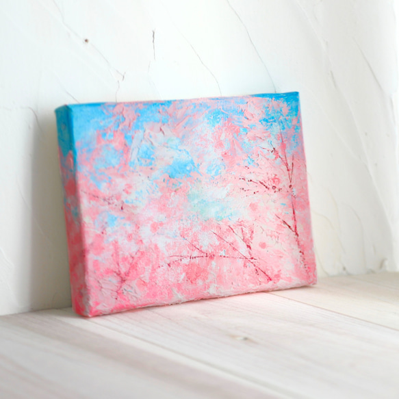 【受注制作】【原画】桜2025　抽象画　桜 舞う　227×158mm（SMサイズ）キャンバス　送料無料 2枚目の画像