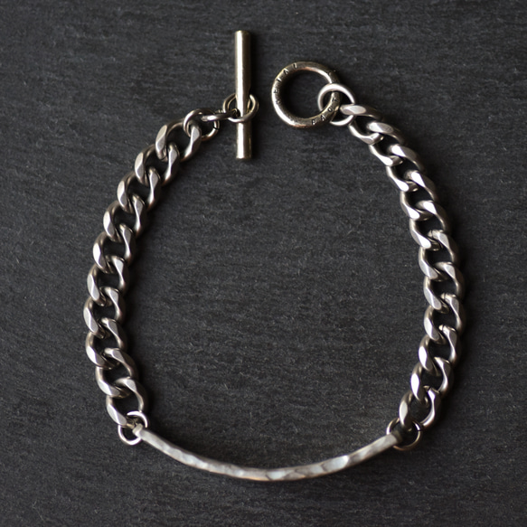 錫 (スズ) × silver ブレスレット【 ID Chain Bracelet -KIHEI- 】 5枚目の画像