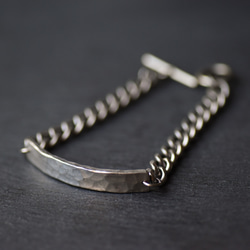 錫 (スズ) × silver ブレスレット【 ID Chain Bracelet -KIHEI- 】 2枚目の画像