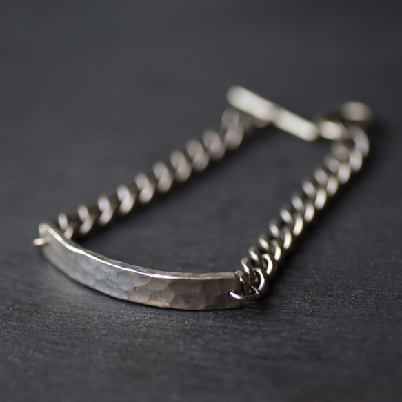 錫 (スズ) × silver ブレスレット【 ID Chain Bracelet -KIHEI- 】 2枚目の画像