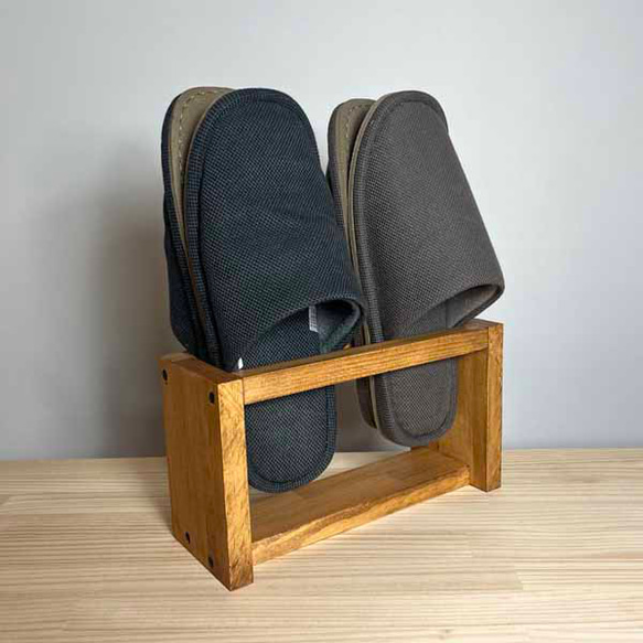 チーク】スリッパラック・2足用・スリッパ・収納・ スリッパ立て〈No