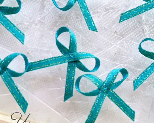 1098【パーツ/15ヶ】キラキラスリムサテンリボン/ターコイズブルー