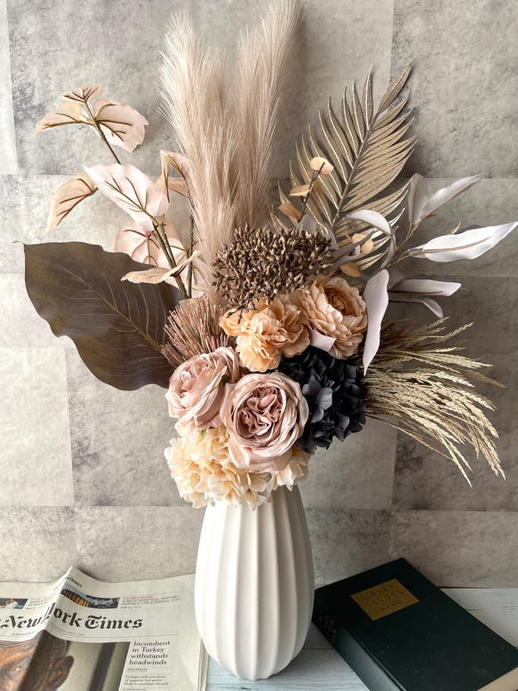 プリザーブドフラワー　アーティフィシャルフラワー　花材セット　ベージュブラウン系 プリザーブドフラワー アーティフィシャルフラワー 花材セット