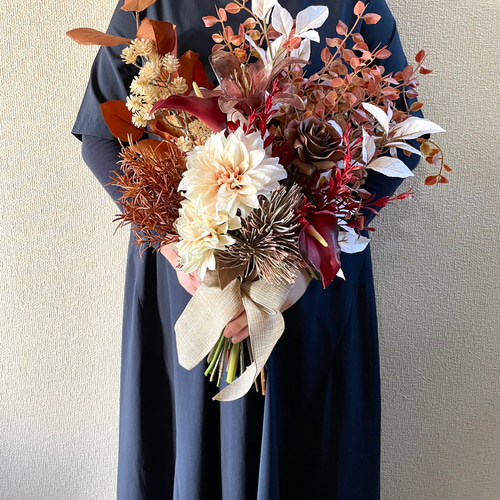 アーティフィシャルフラワー ヌーディベージュなアンティークブーケ