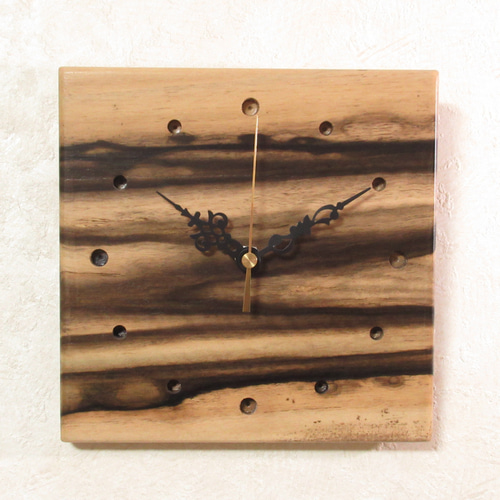 希少銘木 黒柿 木製時計26（掛け時計） 掛け時計・置き時計