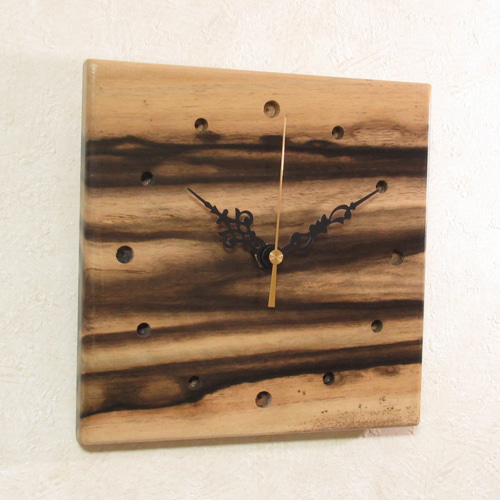 希少銘木 黒柿 木製時計26（掛け時計） 掛け時計・置き時計