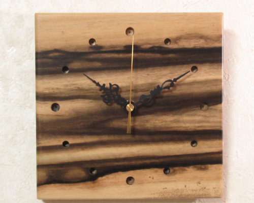希少銘木 黒柿 木製時計26（掛け時計） 掛け時計・置き時計