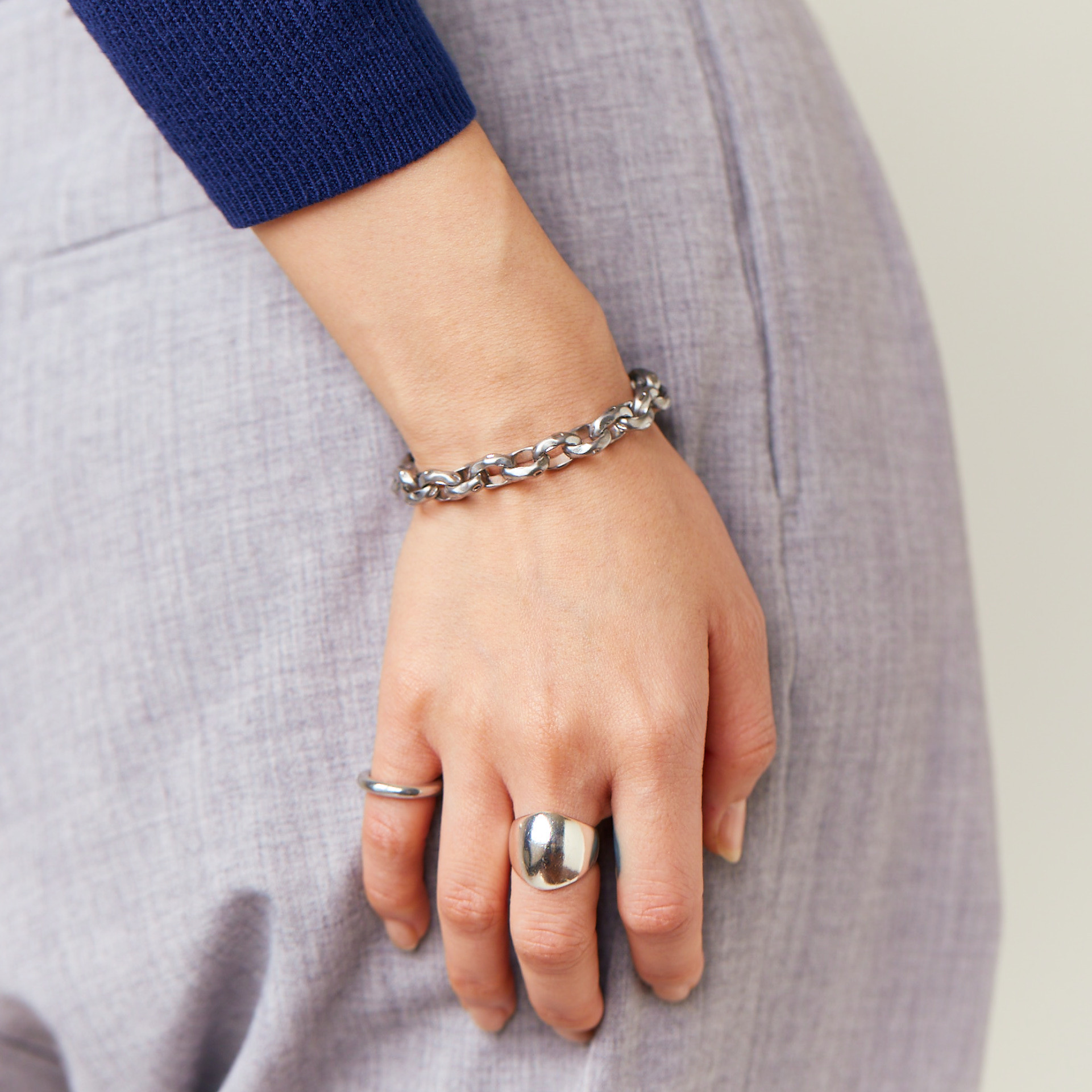 真鍮×Stainless ブレスレット 【Chain Bracelet】-PEBBLE-