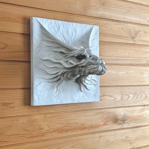 龍（壁掛け）NEW【白龍 02】置物・彫刻・オブジェ・風水＊送料無料