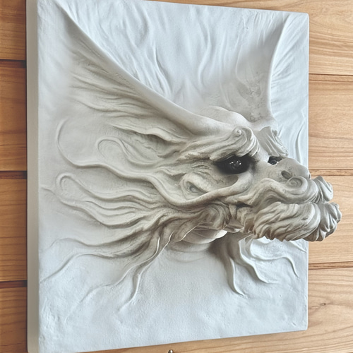 龍（壁掛け）NEW【白龍 02】置物・彫刻・オブジェ・風水＊送料無料