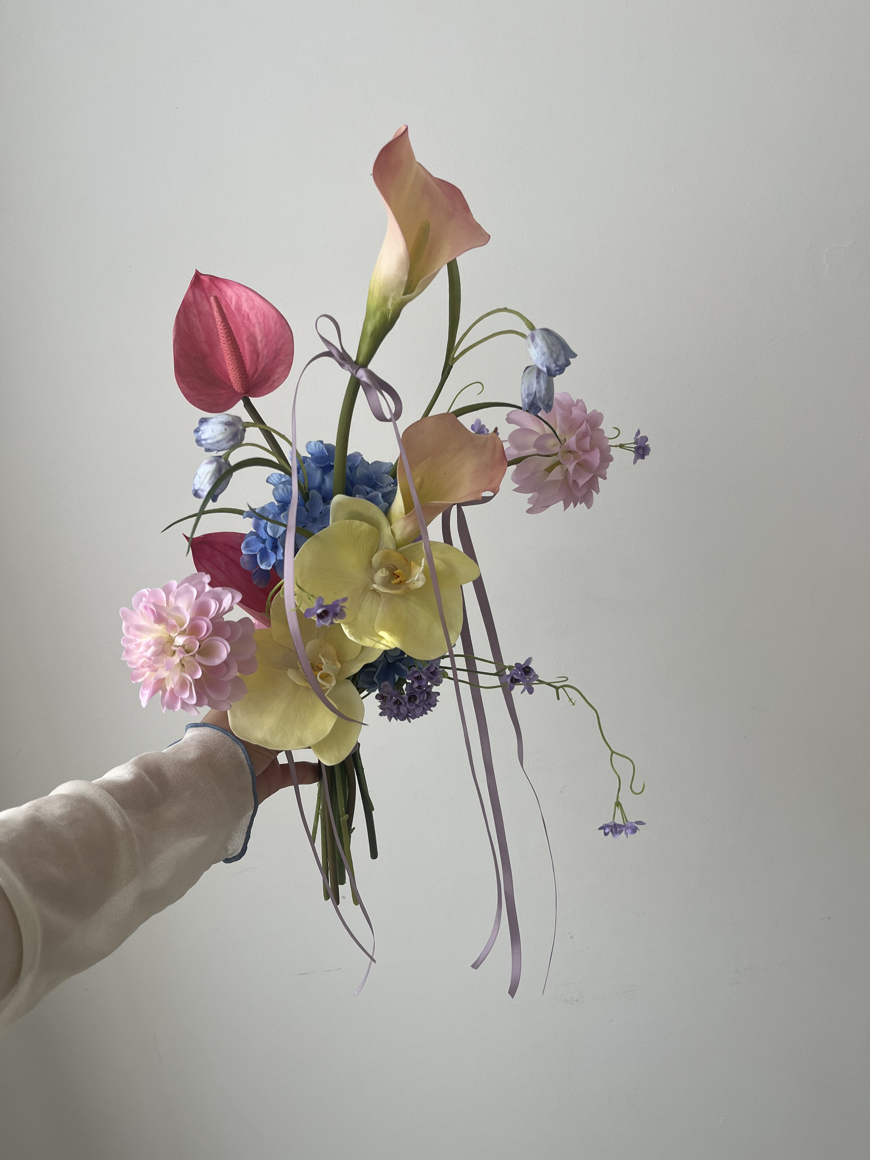 レンタル 結婚式　ブーケ　ウェディング　　個性的　胡蝶蘭　アンスリウム　カラフル