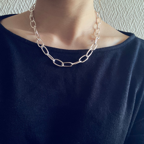 ーsilver925オーバルチェーンネックレスー シルバーアクセサリー