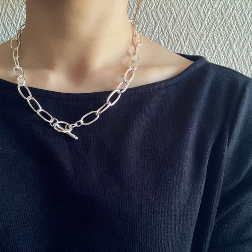 ーsilver925オーバルチェーンネックレスー シルバーアクセサリー