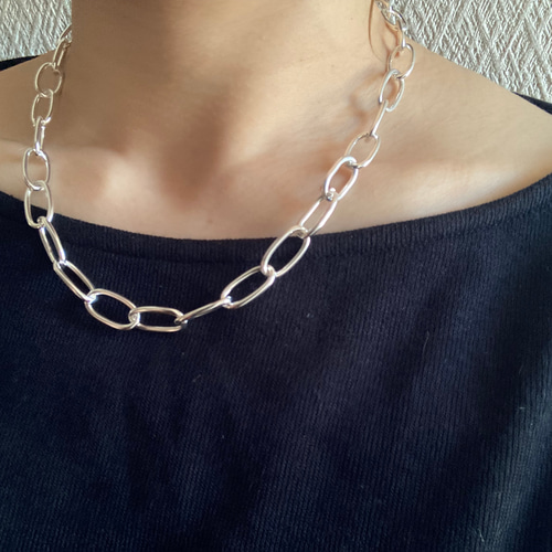 ーsilver925オーバルチェーンネックレスー シルバーアクセサリー