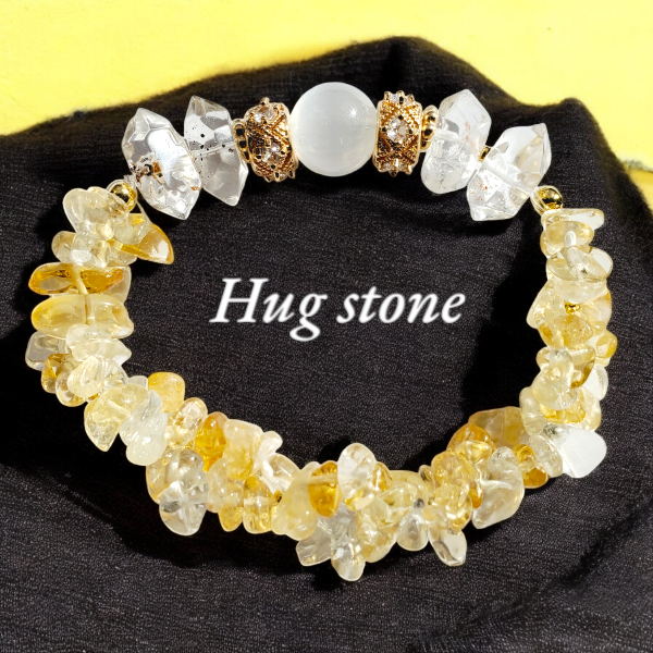 【太陽の石◆シトリン】天然石ブレスレット セレナイト 水晶