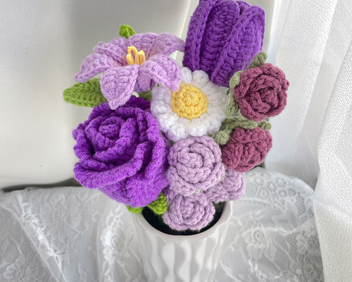 ローズ花束 編みぐるみ　6本セット 78b298112fa6c117572220ca470797