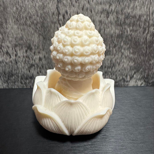 白檀　蓮の花の台座付き 目入り座像 白檀 蓮の花の台座付き 目入り座像 仏像【総檜（ひのき）材：立体