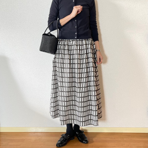 まめ様 スカート Sチャコール サイズSから4L】大人気♪一年中楽しめる 北欧柄ギャザー