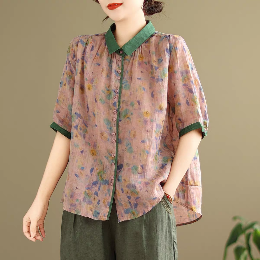 綿麻トップス、トップス、シャツ、レディース、夏