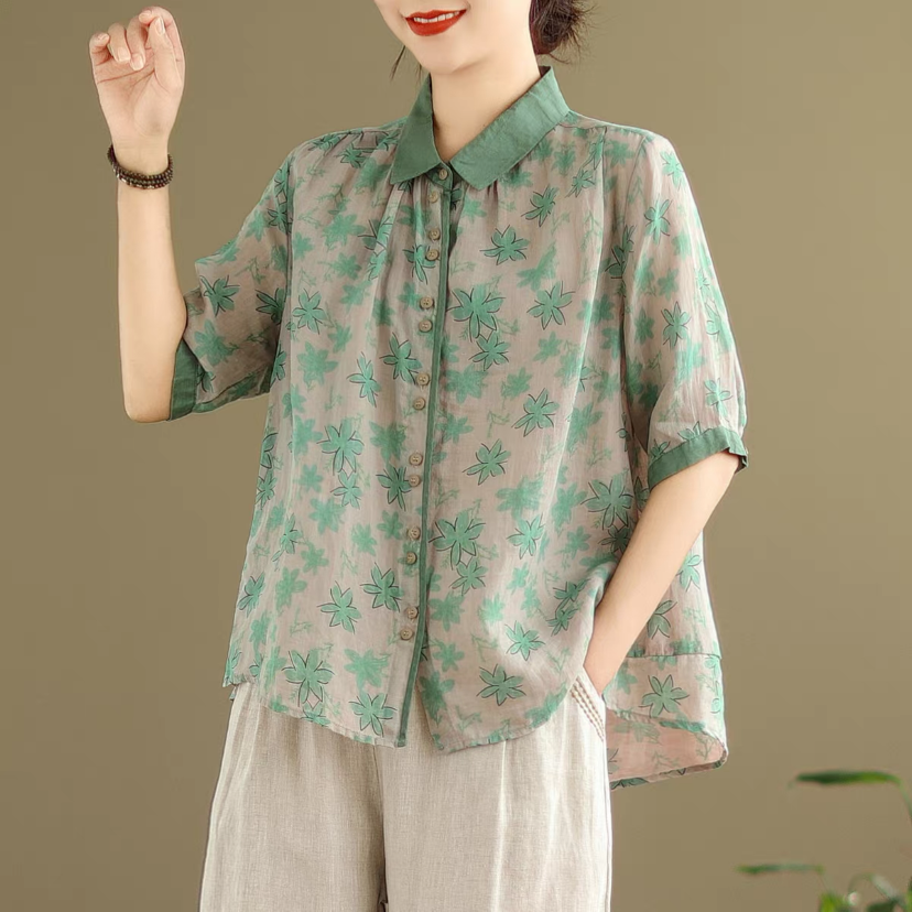 綿麻トップス、トップス、シャツ、レディース、夏