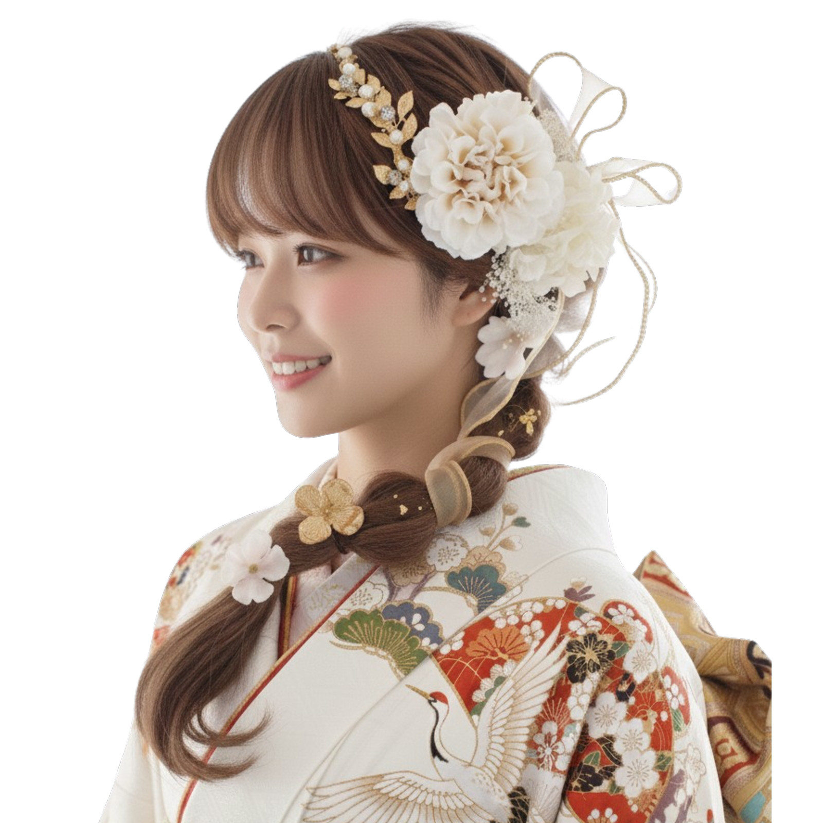 2600 カチューシャ 卒業式 成人式 和装 結婚式 オーガンジーリボン ウエディング 色打掛 袴 髪飾り