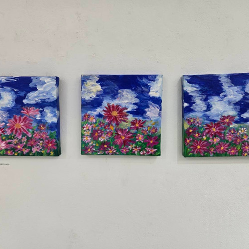 ◯絵画　アクリル画　額装品 絵画 アクリル絵 額縁 桜 馬 桜の小径」透明水彩画 原画 風景画 額縁付 F6