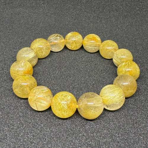 ゴールドルチルクォーツ 花火 12.5mm ブレスレット 九尾堂 ゴールドルチルクォーツ 花火 12.5mm ブレスレット 九尾堂