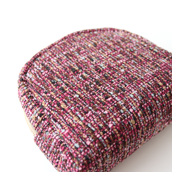 ツイード生地 ラウンドポーチC AMSTERDAM Roze 8枚目の画像