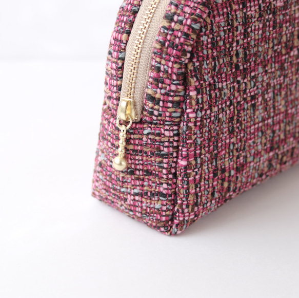 ツイード生地 ラウンドポーチC AMSTERDAM Roze 3枚目の画像