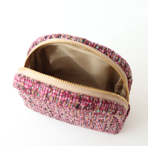 ツイード生地 ラウンドポーチC AMSTERDAM Roze 7枚目の画像