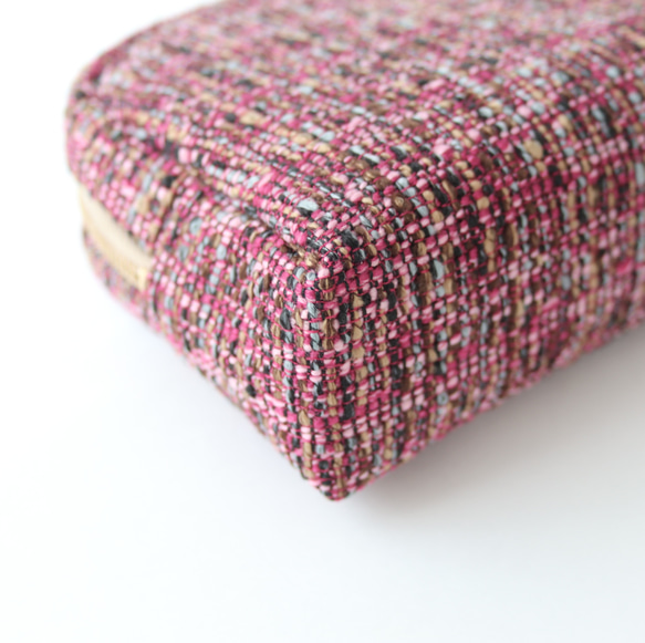 ツイード生地 ラウンドポーチC AMSTERDAM Roze 5枚目の画像