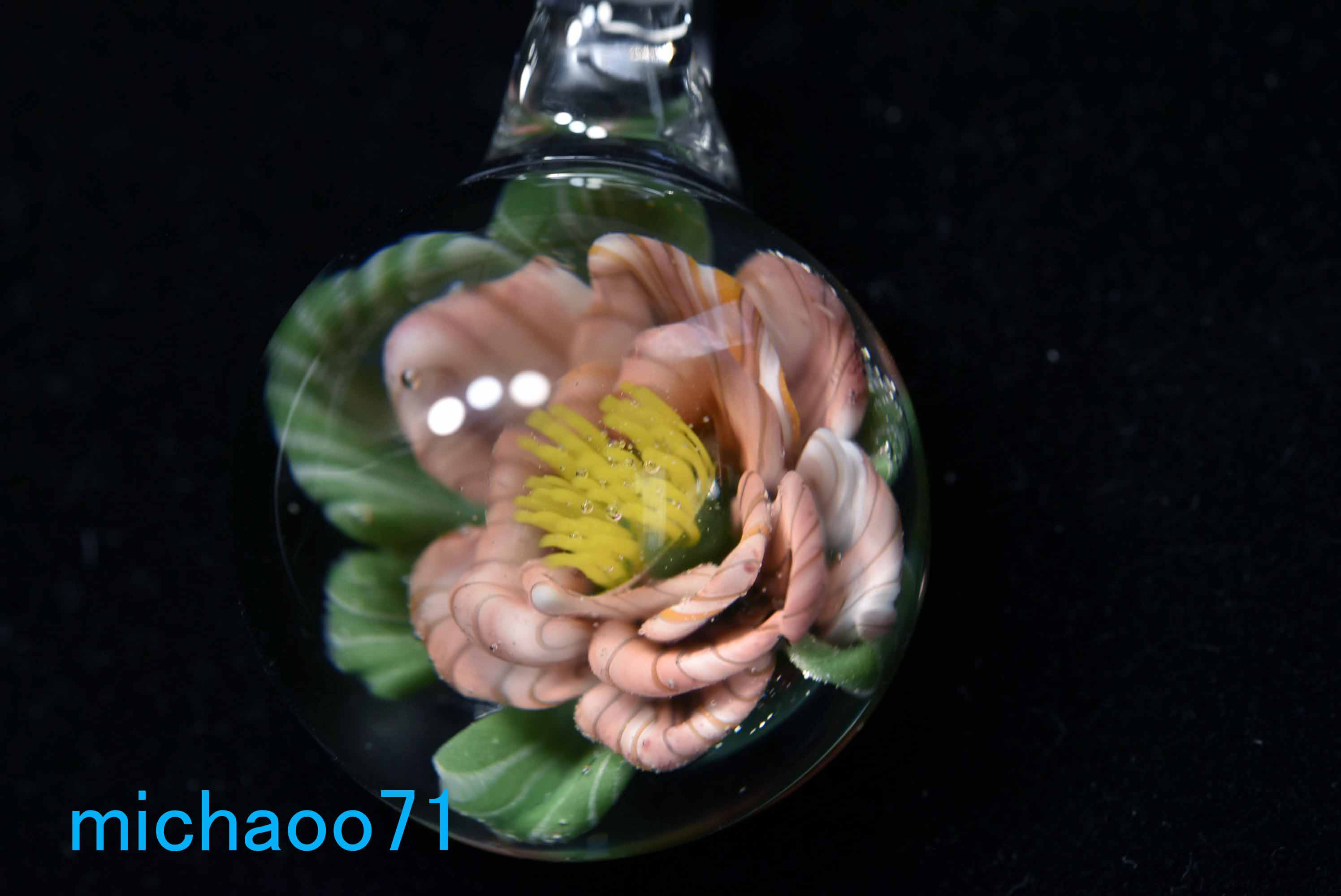 フラワー ガラスのペンダントトップ　(12100-p21 GLASS FLOWER  ＃ガラスアクセサリー