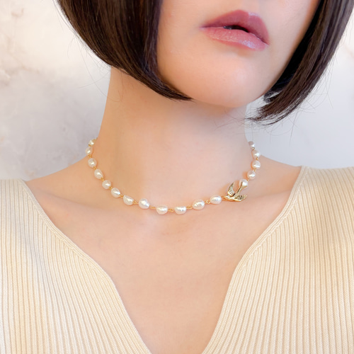 幸運のツバメ：淡水パールのチョーカーネックレス SV642 チョーカー