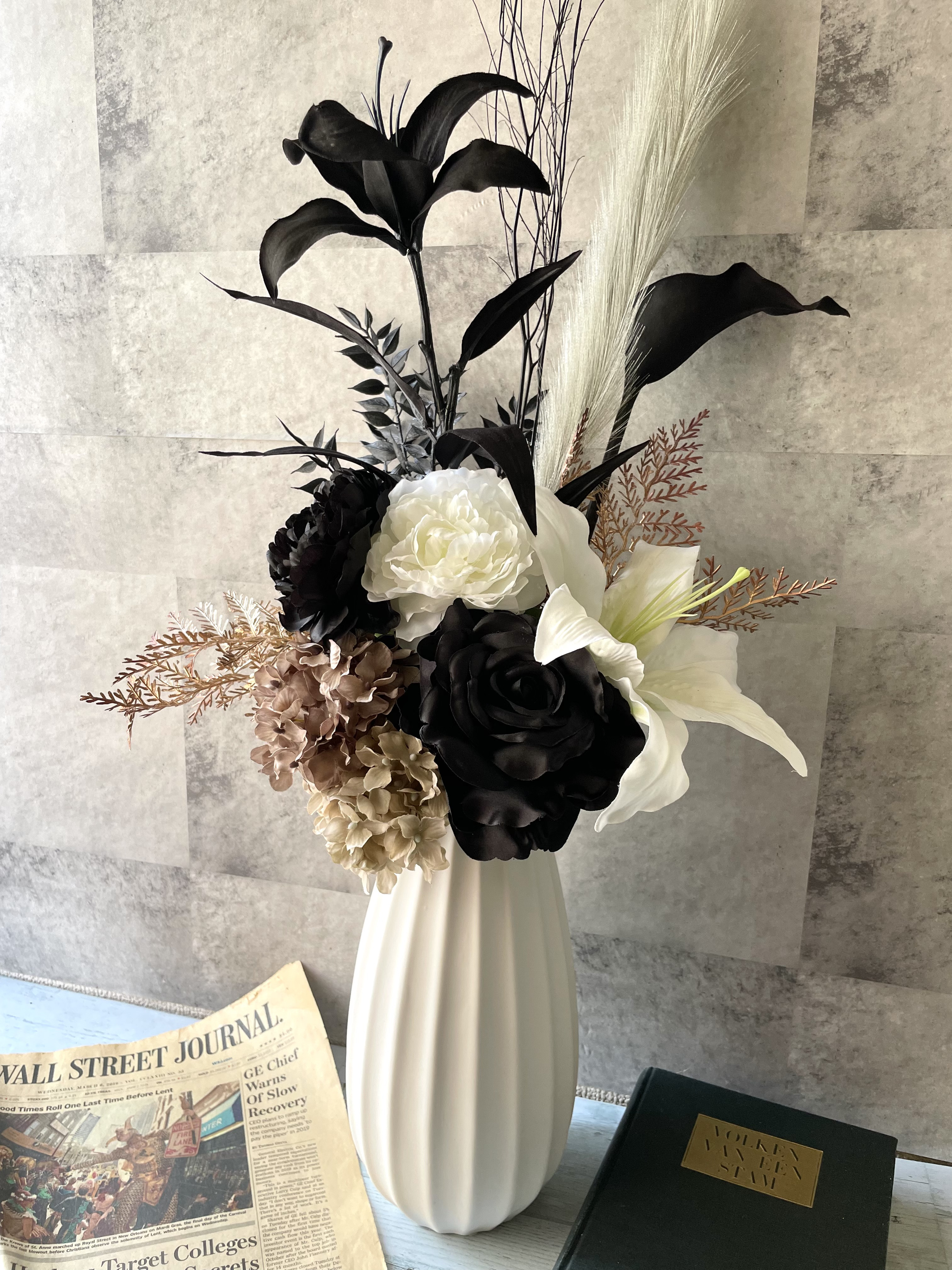 アーティフィシャルフラワーそのまま飾れるブーケ インテリア モノトーン 造花 モダンシック 開店祝 北欧風 新築祝