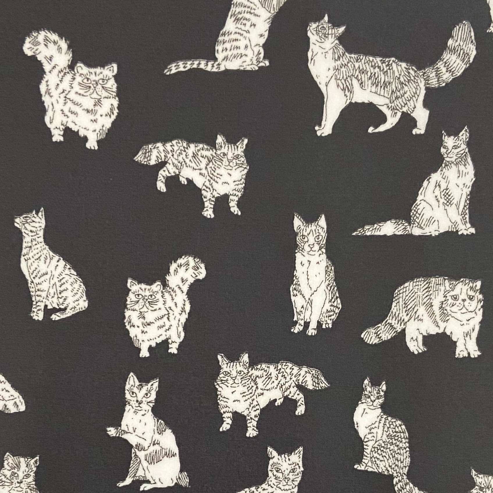 ＊ラミネート＊ がま口長財布 スリム 選べる ミャオウ 猫 リバティプリント使用