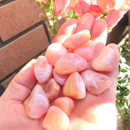 美しい鉱物標本】サーモン瑪瑙の磨き石セット／【Ⅰ】59グラム その他