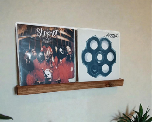 杉無垢材のレコードディスプレイレール LP2枚用 壁掛け ウォール