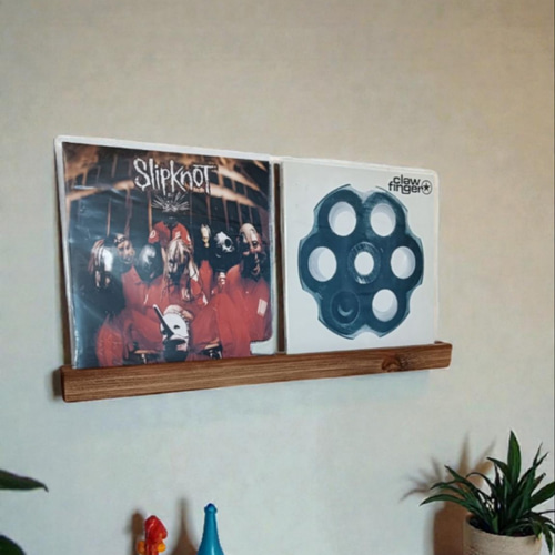 杉無垢材のレコードディスプレイレール LP2枚用 壁掛け ウォール